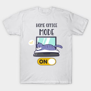 Home Office Mode On Funny Cat Laptop Sleep T-Shirt